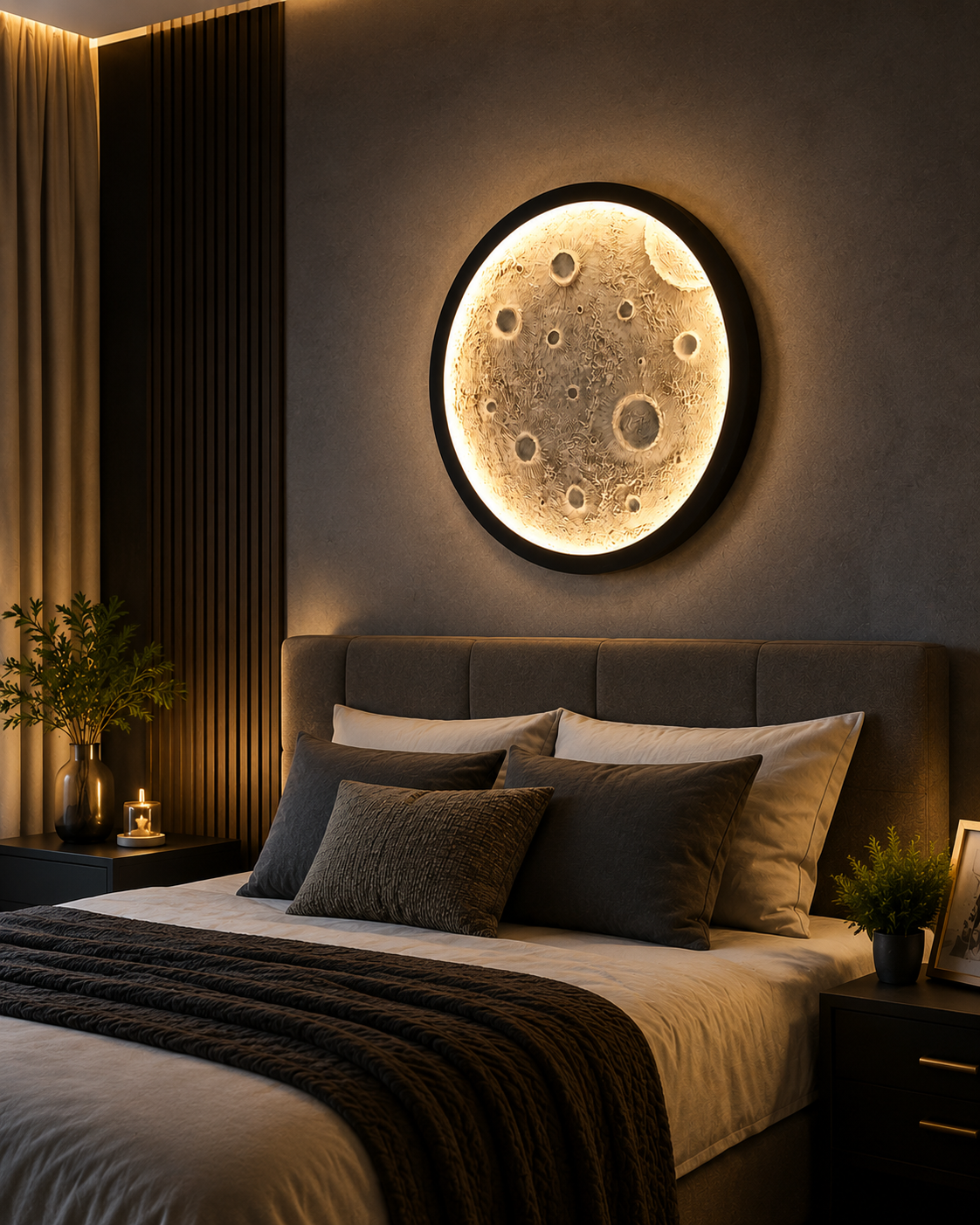 3D Moon Wall Light – Warm LED Decorative Wall Lamp for Bedroom, Living Room & Home Decor