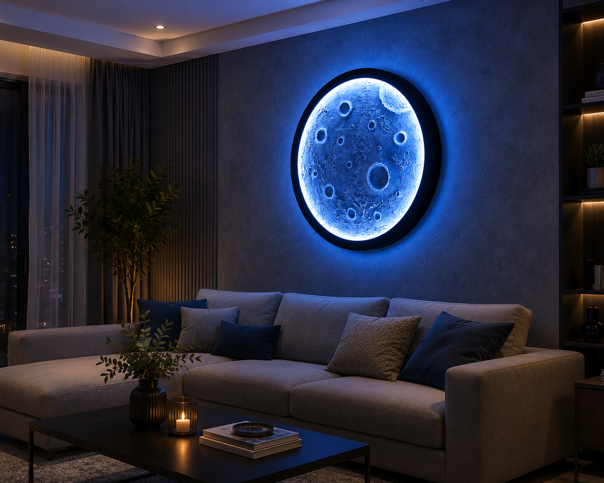 Realistic 3D Moon Glow wall art