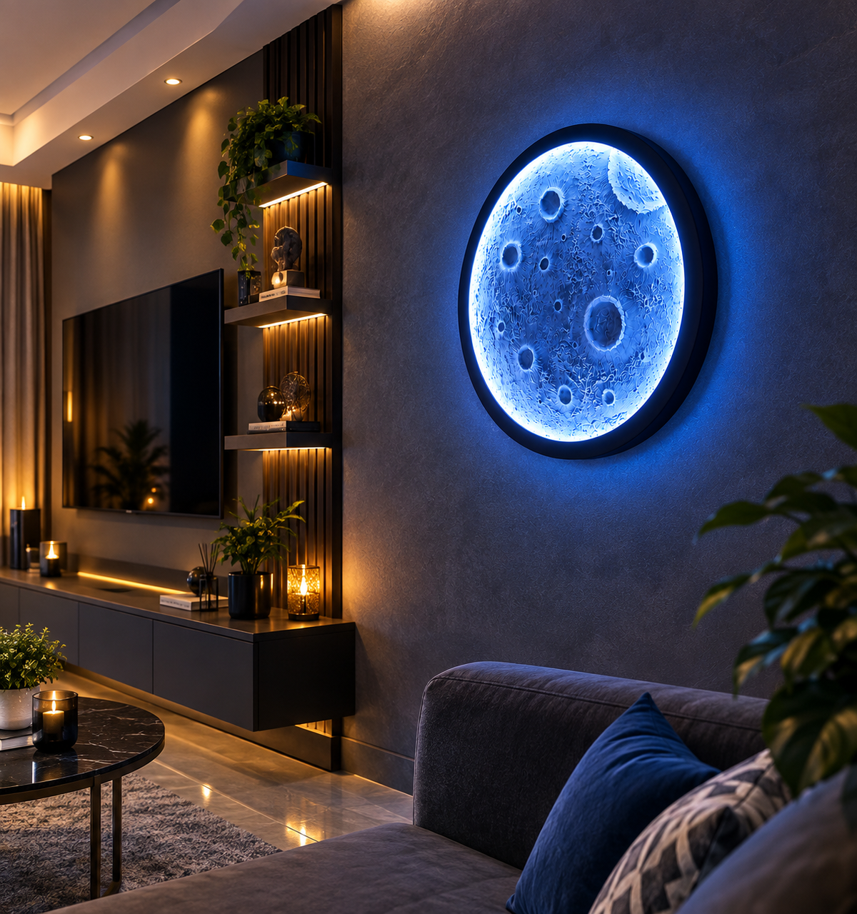 Realistic 3D Moon Glow wall art