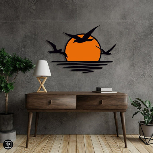 🌅 Sunset Birds Backlit Wall Art